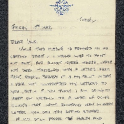 Letter  from Peter Lamprey to W Gunton