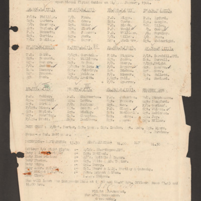 Operations order 14 January 1944