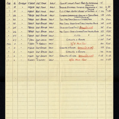 William George Briley flying log sheet