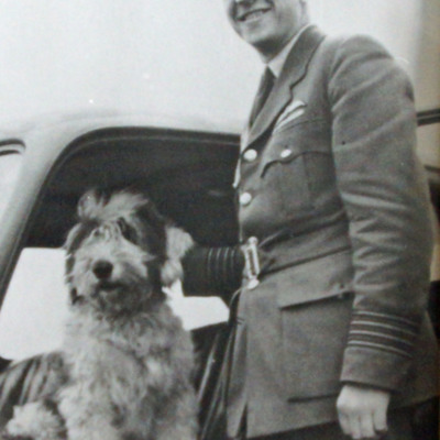 Group Captain Pickard with his dog