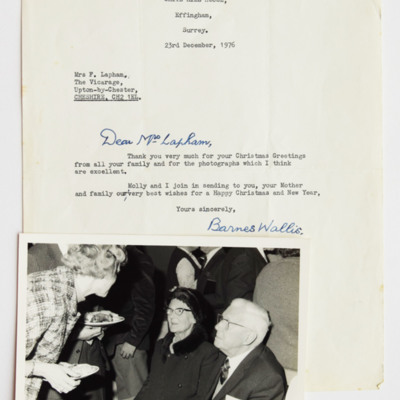 Letter to Mrs Lapham from Barnes Wallis