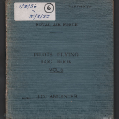 Jo Lancaster’s pilots flying log book. Six