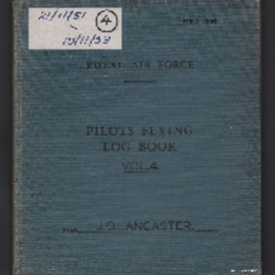 Jo Lancaster’s pilots flying log book. Four