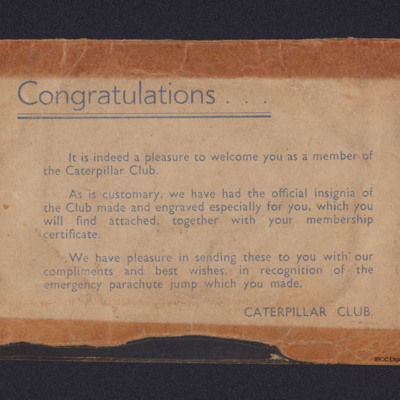 Congratulations from the Caterpillar Club