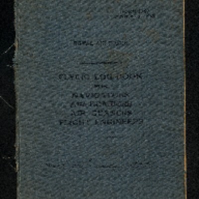 Edward Allan McDonald&#039;s flying log book for navigators, air bombers, air gunner, flight engineers