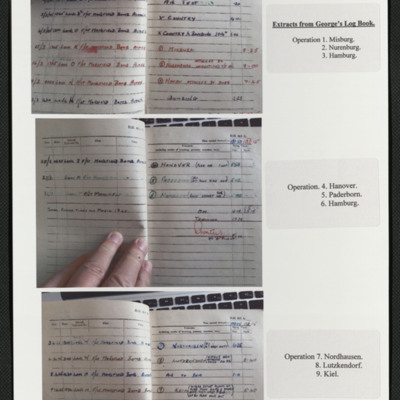 Extracts from George Royall&#039;s observer&#039;s and air gunner&#039;s flying log book<br /><br />
