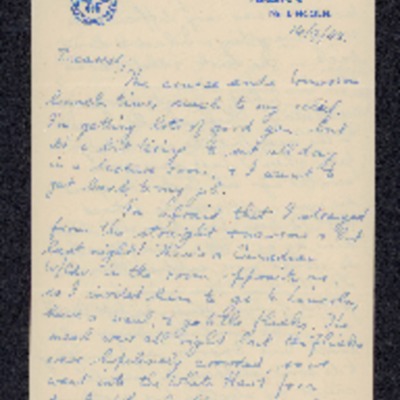 Letter from Harold Gorton to his wife 