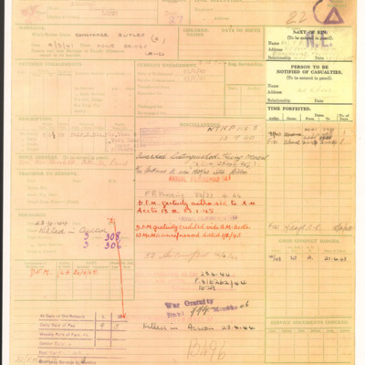 Harry Aspinall&#039;s service record
