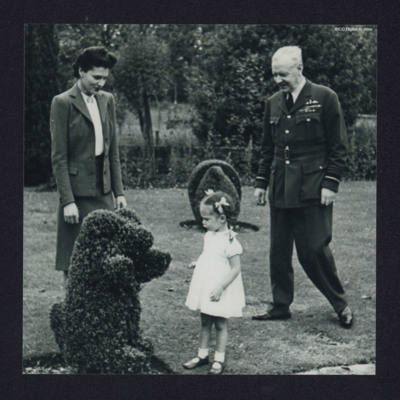 Air Chief Marshall Arthur Harris, his wife, and daughter Jacqueline in a garden