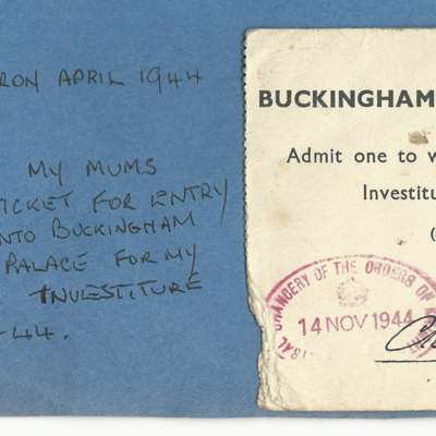 Ticket to investiture at Buckingham Palace