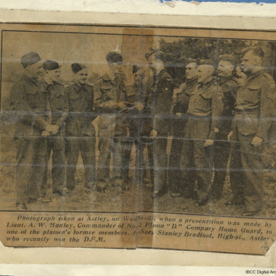 Award to Sergeant Stanley Bradford by home guard