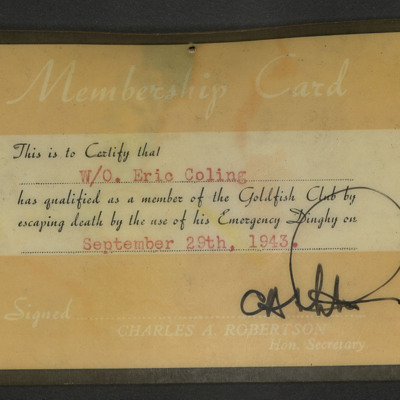 Goldfish club membership card