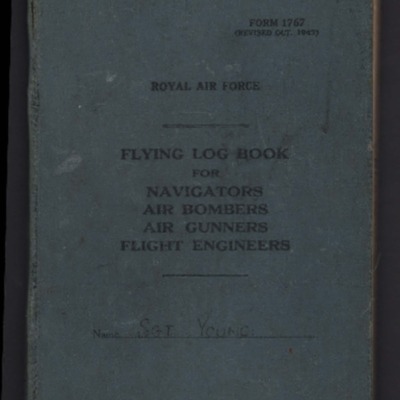 John Youngs’ flying log book for navigators, air bombers, air gunners and flight engineers 