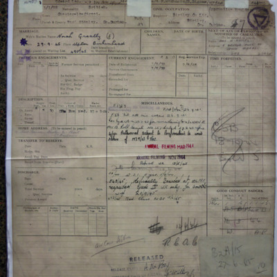 Eddie Humes RAF personnel document