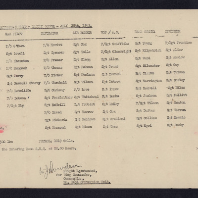 No 1651 conversion unit - battle order - July 28 1942