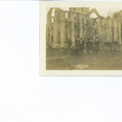 Group of women stood in front of Fountains Abbey