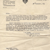 Letter to Annie Tetley from the Air Ministry