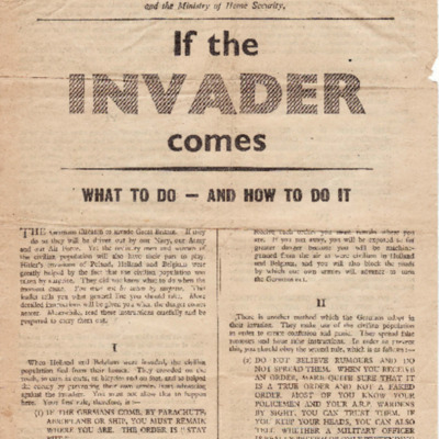 Government information leaflet - if the invader comes